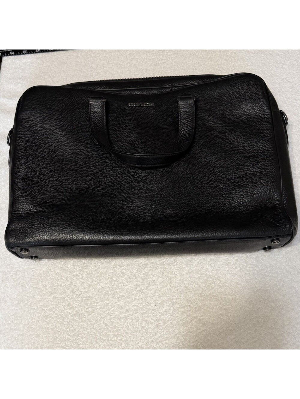 Coach Graham Structured Brief Black Pebble Leather Laptop Bag C8174 Men’s